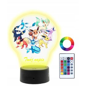   Gyermek éjszakai lámpa - Éjszakai lámpa 3D LED -es Evee Pokemon nyomtatási névvel