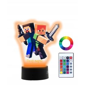   Gyermek éjszakai lámpa - Éjszakai lámpa 3D LED Minecraft Név nyomtatás