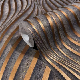   3D minta - WAVE - réz - beton - TAPÉTA - közbélés - Marburg