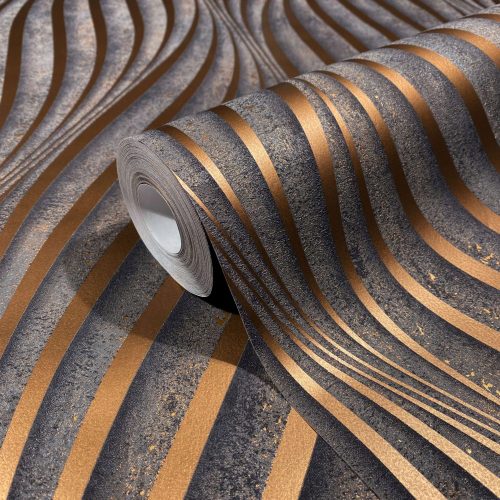 3D minta - WAVE - réz - beton - TAPÉTA - közbélés - Marburg