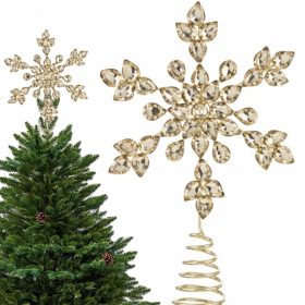   Karácsonyi díszek - Spitz csillag hegy a karácsonyfa aranykristályokhoz