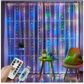  LED fényfüggöny lámpák 300 3x3m RGB szivárvány