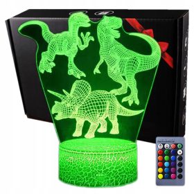   Gyermek éjszakai lámpa - 3D -s lámpa vezetett usb dinoszauruszok jurassic park