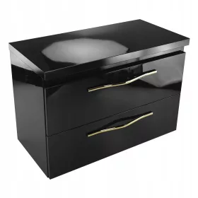    Fürdőszobagarnitúra fekete felsővel, arany fogantyúval 80