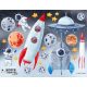 Gyermek falragaszok - Falmatrica gyermekek számára Space Rocket és UFO