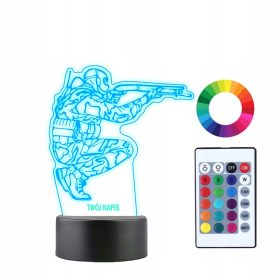   Gyermek éjszakai lámpa - 3D éjszakai lámpa vezette katona hadsereg metszet