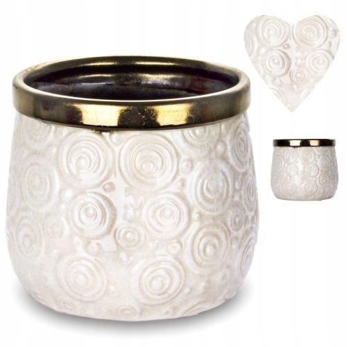  Duwen virágcserép 14 cm x 14 x 13 cm átmérőjű 14 cm kerámia krém, sárga és arany árnyalatai