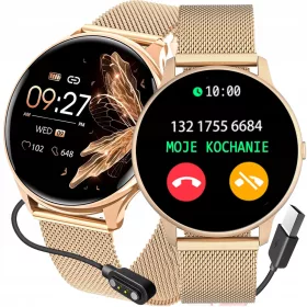    SMARTWATCH óra G.ROSSI SMS WhatsApp STEPS jó akkumulátorral GOLD ajándék