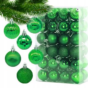   Karácsonyi díszek - Karácsonyfa csecsebecse 48 db zöld szent