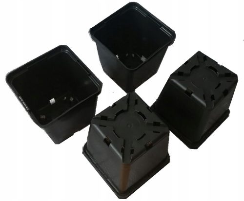  Formplast virágcserép 9 cm x 9 x 9 cm, fekete műanyag