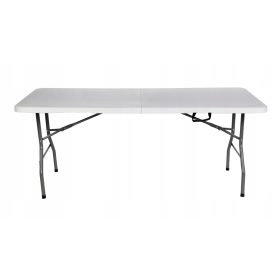   Kerti asztal, fotel - Vendéglátóasztal összecsukható bőrönd 180x74x74 fehér