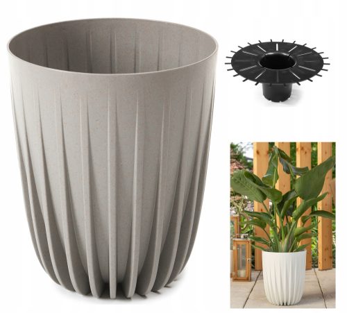Virágcserepek - Lamela virágcserép 30 cm x 30 x 35,6 cm átmérő 30 cm műanyag szürke és ezüst árnyalatok