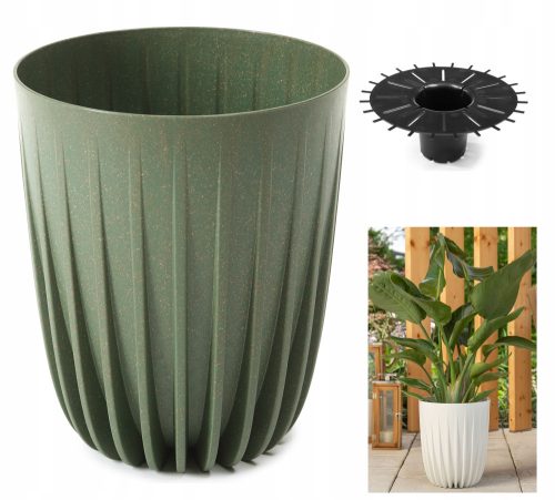 Virágcserepek - Lamela virágcserép 30 cm x 30 x 35,6 cm átmérőjű 30 cm műanyag árnyalatú zöld
