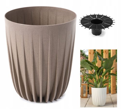 Virágcserepek - Lamela virágcserép 30 cm x 30 x 35,6 cm átmérőjű 30 cm műanyag barna és bézs árnyalatú