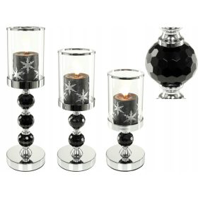  Glamour gyertyatartók Lámpások Króm FEKETE Kristály