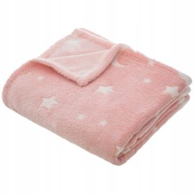   Baba takaró - Fekete Gyerekeknek puha rózsaszínű, csillagokkal 150x125