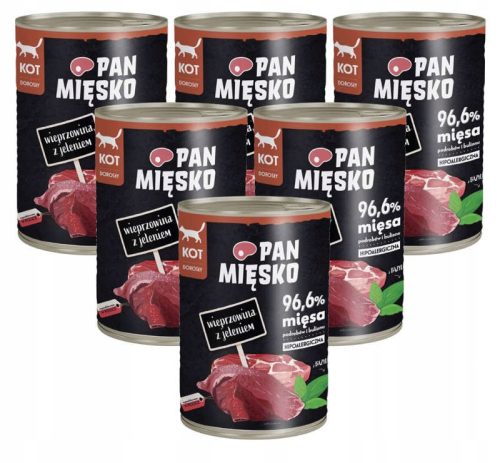 Konzerv macskáknak - Pan Mięsko Adult sertéshússal és szarvassal 6x400g