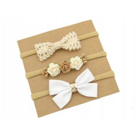   Gyermek fejpánt - Fejpántok, 3 db masni és egy keresztelő koszorú készlet