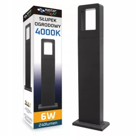   Masterled téglalap alakú világítóoszlop beépített LED-forrással, 50 cm, fekete