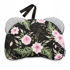 Autóülés betét - Bársonyos fekete virágok párna