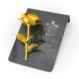   Figura, szobrocska - SÍRDÍSZ VÉSZ NAGYMAMÁNAK + arany rózsa