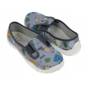   Gyermek papucs - Papucs rugalmas betéttel, bőr DINOSAUR Raweks K2 29