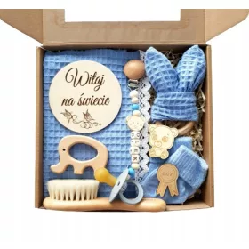    Baby Box cumi medál újszülöttnek, ajándék babának, kék árnyalatai