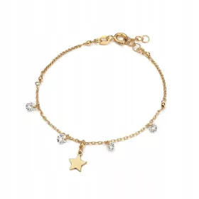    Aranyozott ezüst karkötő cirkóniákkal és kereszttel (925).