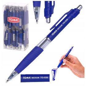    24 db kék színű, visszahúzható TOMA golyóstoll készlet