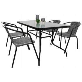   Kerti asztal, fotel - TERASZI KERTI BÚTOR SZETT 4x SZÉK + ASZTAL