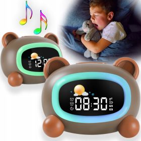   Gyermek éjszakai lámpa - Smart LED ébresztőóra gyerekeknek (maci)