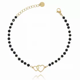    Karkötő fekete acél gyöngyökkel és szerelmes szívekkel