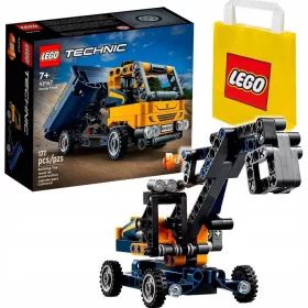    LEGO Technic Lego kockák 2 az 1-ben billencs teherautó teleszkópos kotró kerekeken kamion kiper 451476 + LEGO papírzacskó 6315786 sárga 24x8x18 cm