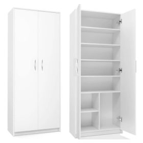 Szekrény, FEHÉR zárt könyvespolc, LOREN, polc