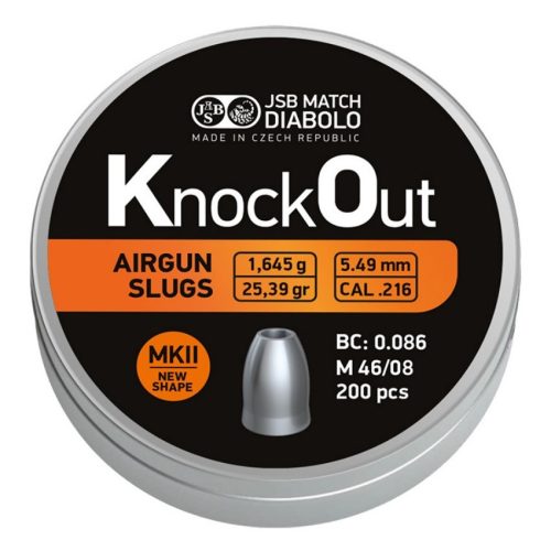 Patronok légpuskához - JSB knockout meztelen csigák .216 hüvelykes MKII 5,49 mm 200