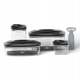   Élelmiszertartó - 4 légmentesen záródó élelmiszertartó SET fekete