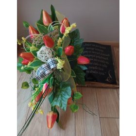   Virág dekoráció - Sírkönyv könyvdísz kompozíció TULIPS