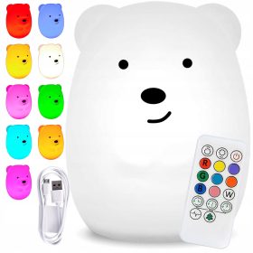   Gyermek éjszakai lámpa - Éjszakai lámpa medve gyermekeknek színes RGB szilikon