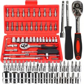   Szerszámkészletek - DUGJÚ KULCS KÉSZLET DUGUS KULCSOK 46db TORX CSAVARHÚZÓ ALUMÍNIUM TOK