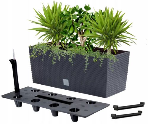  Prosperplast virágcserép 60 cm x 25 x 24 cm átmérő 10 cm műanyag szürke és ezüst árnyalatok