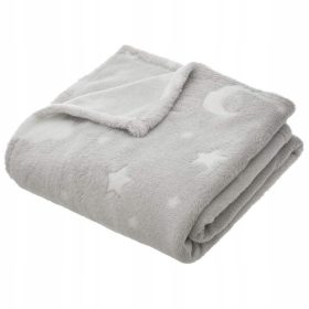   Baba takaró - Gyerekek takaró puha szürke csillagokkal 150x125