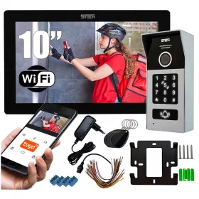   2 vezetékes video kaputelefon 5TECH TWIN MONITOR WIFI KÓD + ATLO-501B/BK KULCSKÖTÉS