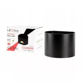    LEDLine kerti fali lámpa fekete, beépített 6 W LED forrás