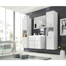  Fehér fürdőszobabútor, szekrény, tükör, mosogató