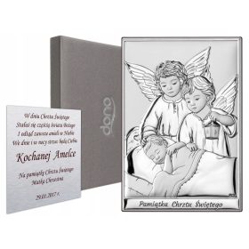   Emlékkép - Ezüst kép az angyalok keresztelésére a gyermek felett