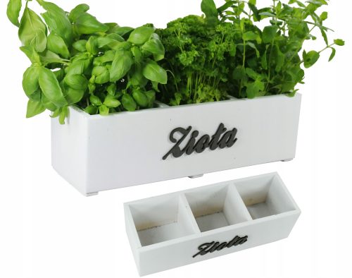 Virágcserepek - Fehér virágcserép 40x14x12 cm, Herbs felirattal