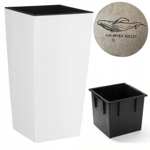  Prosperplast virágcserép 20 cm x 20 x 37,5 cm, fehér műanyag