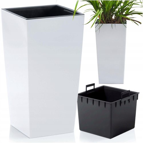  Prosperplast virágcserép 29,5 cm x 29,5 x 55 cm átmérő 29,5 cm műanyag szürke és ezüst árnyalatok