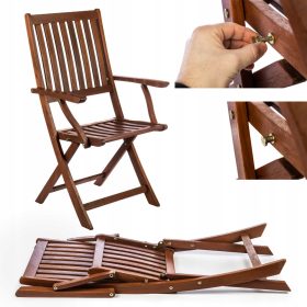   Kerti szék - 2x fából készült kerti szék összecsukható karosszék