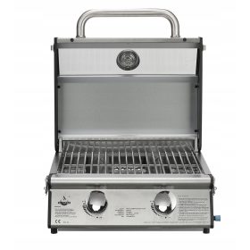    ASZTALI GÁZ TURISTA GRILL EL FUEGO JESOLO ÜVEGTEL 6KW ACÉL + CSÖKKENTŐ